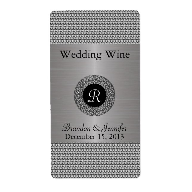 Eleganter MetallLook Hochzeit Mini Weinetiketten (Vorne)