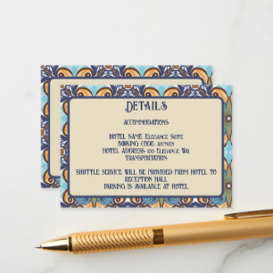 Eleganter Mexican Talavera Wedding Details QR Code Begleitkarte