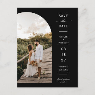 Eleganter Minimal Arch Foto QR Code Save the Date Postkarte