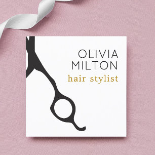 Eleganter Minimal Black Scissors Friseursalon Quadratische Visitenkarte
