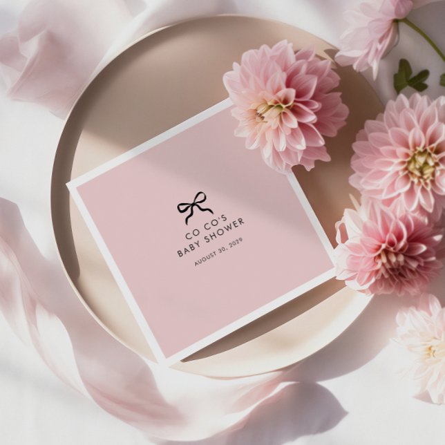Eleganter Minimal Bow Baby Shower Cocktail Napkins Serviette (Minimalist Bow Baby Shower Cocktail Napkins )