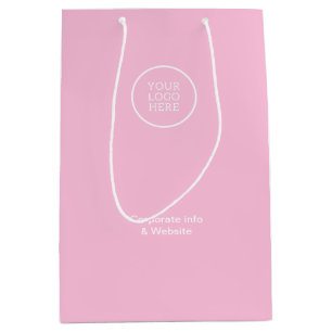 Eleganter Minimal Business Pink Logo Corporate Mittlere Geschenktüte