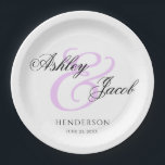 Eleganter Minimal Custon Name Wedding Tellers Pappteller<br><div class="desc">Einfache und elegante individuelle Name-Teller und passende Servietten ergänzen Ihr Thema.</div>