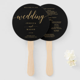 Eleganter Minimal Gold Round Wedding Hand Fan Fächer