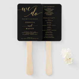 Eleganter Minimal Gold Wedding Program Fan Fächer