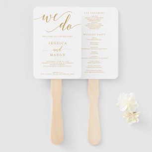 Eleganter Minimal Gold Wedding Program Fan Fächer