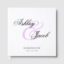 Eleganter Minimal Lila Individuelle Name Hochzeit Gästebuch
