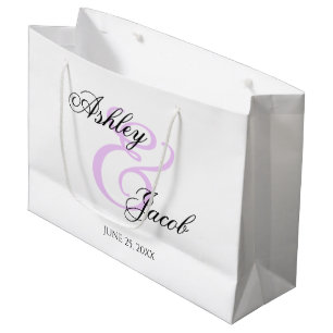 Eleganter Minimal Lila Individuelle Name Hochzeit Große Geschenktüte