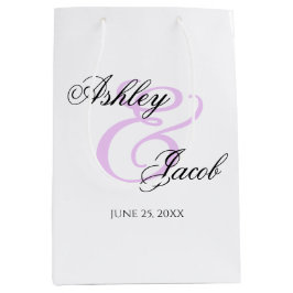 Eleganter Minimal Lila Individuelle Name Hochzeit Mittlere Geschenktüte