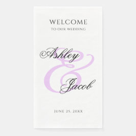 Eleganter Minimal Lila Individuelle Name Hochzeit Serviette