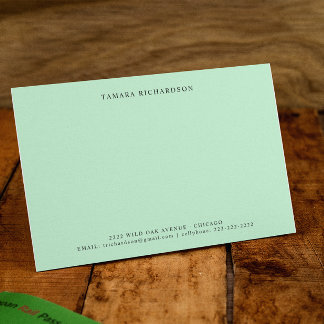 Eleganter Minimal Mint Green Personalisiert Mitteilungskarte