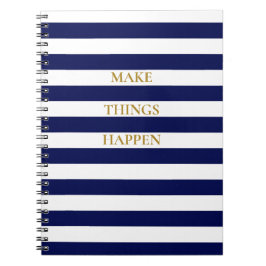 Eleganter Minimal Navy Blue und White Stripes Notizblock