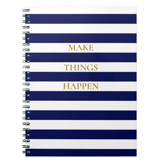 Eleganter Minimal Navy Blue und White Stripes Notizblock (Vorderseite)