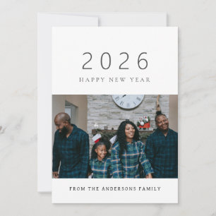 Eleganter Minimal New Year Cheers Family Foto Holi Feiertagskarte