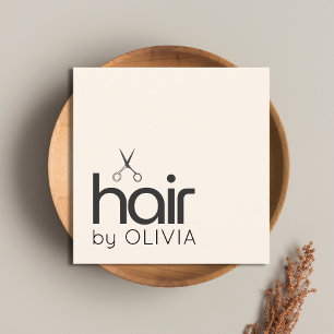 Eleganter Minimal Pastel Black Scissors Friseurin Quadratische Visitenkarte