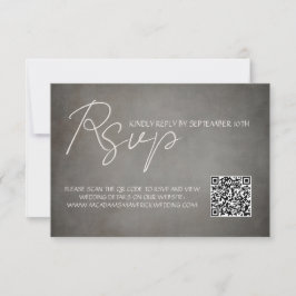 Eleganter Minimal QR Code Hochzeit RSVP Response C Karte