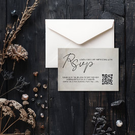 Eleganter Minimal QR Code Hochzeit RSVP Response C Karte