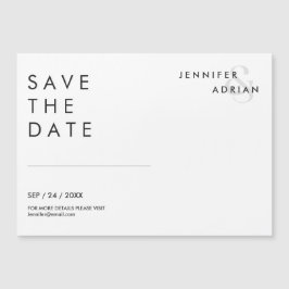 Eleganter Minimal White Modern Wedding rettet das Magnetkarte