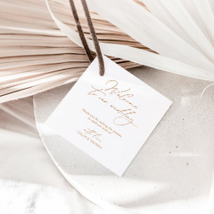 Eleganter Minimal Willkommen bei unserer Hochzeit Geschenkanhänger