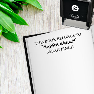 Eleganter minimaler Blattzweig Dieses Buch gehört Permastempel