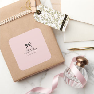 Eleganter minimaler Bogen Baby Shower quadratische Quadratischer Aufkleber