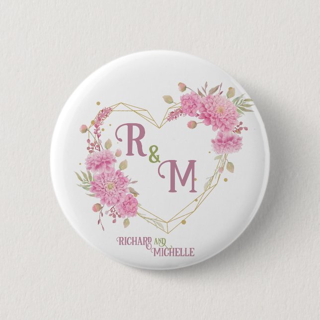 Eleganter minimaler Chic Initialbuchstabenname Mon Button (Vorderseite)