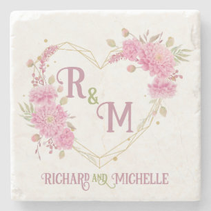 Eleganter minimaler Chic Initialbuchstabenname Mon Steinuntersetzer