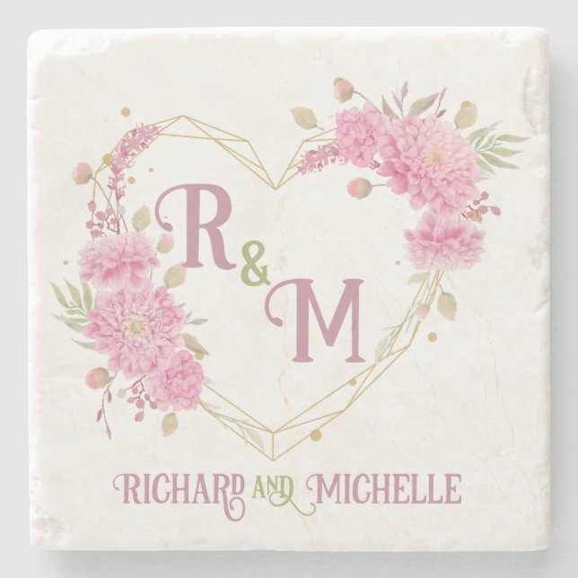 Eleganter minimaler Chic Initialbuchstabenname Mon Steinuntersetzer (Vorderseite)