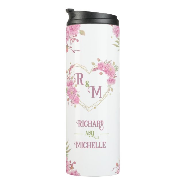 Eleganter minimaler Chic Initialbuchstabenname Mon Thermosbecher (Nach rechts gedreht)