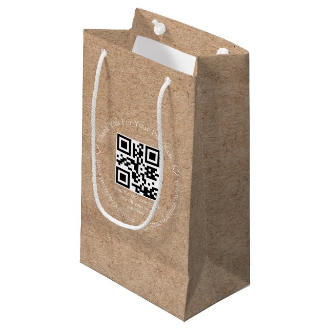 eleganter minimaler Dank für Business qr-Code Kleine Geschenktüte (Vorderseite Schrägansicht)