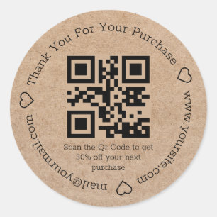 eleganter minimaler Dank für Business qr-Code Runder Aufkleber