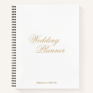 Eleganter Minimaler Formeller Gold Schrift Hochzei Notizbuch