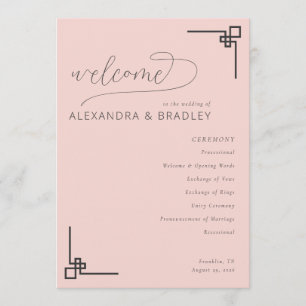 Eleganter minimaler Hochzeitsplan in Rosa Programm