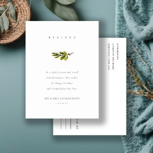 Eleganter minimaler Kiefernzweig Weihnachten Glaub