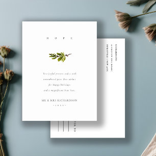 Eleganter minimaler Kiefernzweig Weihnachtshoffnun Feiertagspostkarte