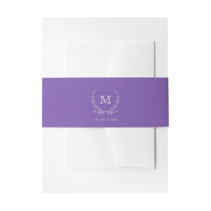 Eleganter Minimaler Monogramm-Kranz Plum Lila Einladungsbanderole