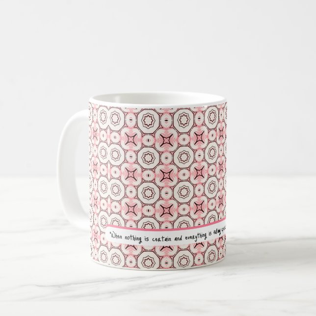 Eleganter minimaler rosa Muster bearbeitbarer Text Kaffeetasse (Vorderseite Links)