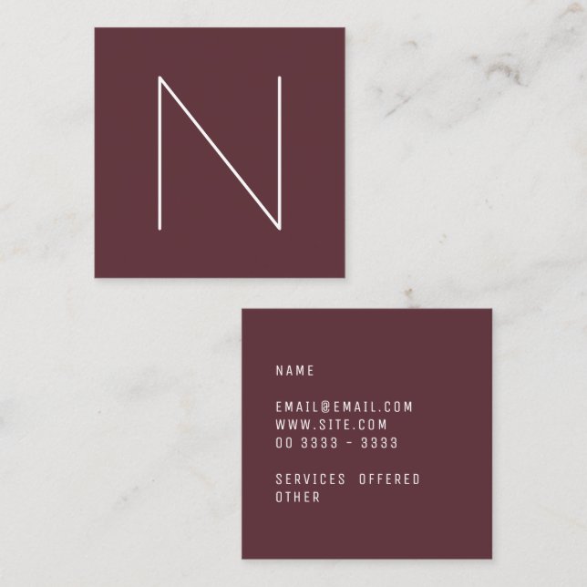 Eleganter minimaler schlichter Tawny Hafen Quadratische Visitenkarte (Vorne/Hinten)