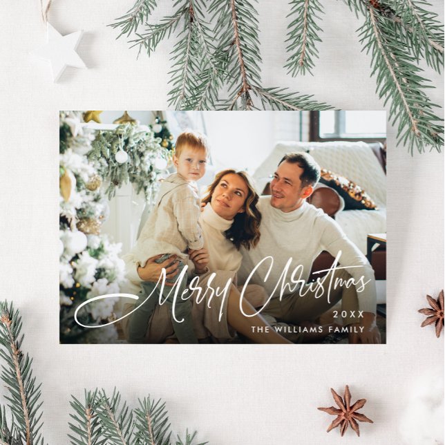 Eleganter Minimaler Weihnachtsgrüßcode Foto QR Feiertagskarte (Von Creator hochgeladen)