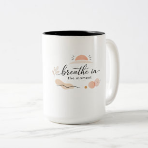 Eleganter minimalist "Atme in den Moment" Kaffee Zweifarbige Tasse