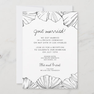 Eleganter minimalist Ginkgo Biloba Just married Ankündigung