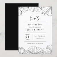 Eleganter Minimalist Ginkgo Biloba Save the Date