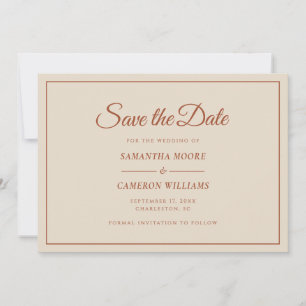 Eleganter minimalist Hochzeits-QR-Code Terrakotta Save The Date