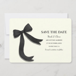 Eleganter Minimalist mit schwarzer Schleife - Einf Save The Date