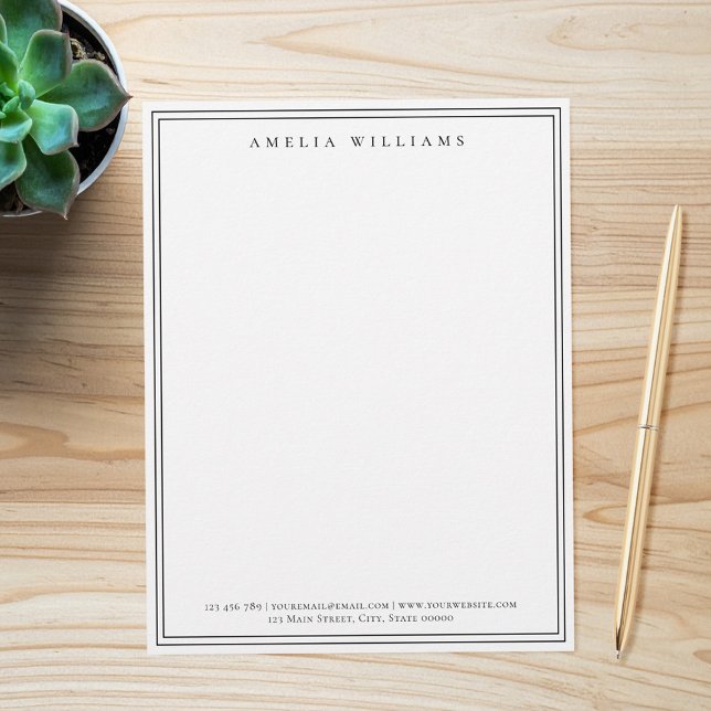 Eleganter minimalist schwarzer und weißer Zweirahm Briefbogen (Von Creator hochgeladen)