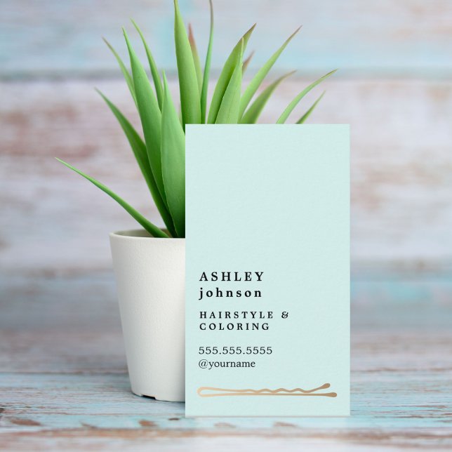 Eleganter Minimalistisch Blue Imitate Gold Friseur Visitenkarte (Von Creator hochgeladen)
