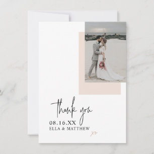 Eleganter Minimalistisch Blush Pink Script Schrift Dankeskarte