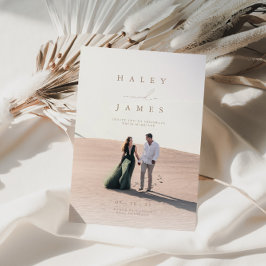 Eleganter Minimalistisch Chic Script Foto Wedding  Einladung