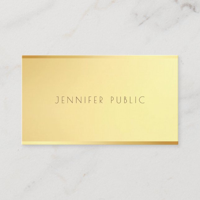 Eleganter Minimalistisch Template Glamour Gold Mod Visitenkarte (Vorderseite)