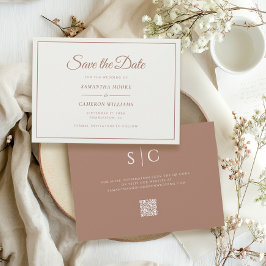 Eleganter Minimalistisch Wedding Monogram QR Code Save The Date
